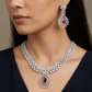 Collector's edition rhodium necklace set with radiant station detailing