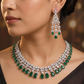 Modern heritage rhodium necklace set with articulated drop formation