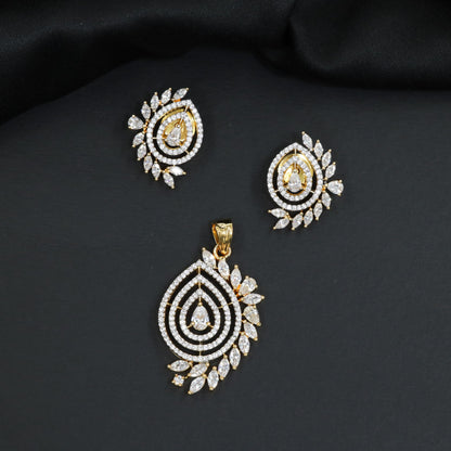 Designer Pendant Set with Layered Pear Silhouette Detailing