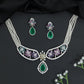 Floral Garden Rhodium Choker Set with Pear Drop Pendant