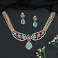 Floral Garden Rhodium Choker Set with Pear Drop Pendant