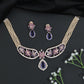Floral Garden Rhodium Choker Set with Pear Drop Pendant