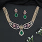Floral Garden Rhodium Choker Set with Pear Drop Pendant