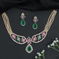 Floral Garden Rhodium Choker Set with Pear Drop Pendant