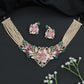 Floral Pearl Rose Gold Crystal Choker Set with Ornamental Scrollwork