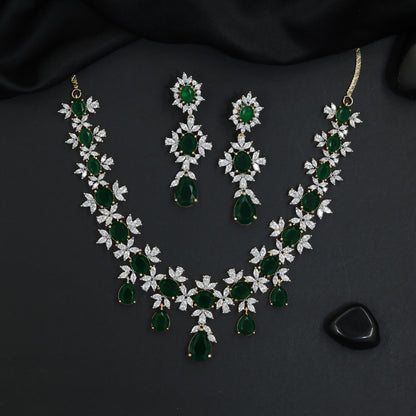 Botanical station GJ necklace set with pendant drop accents