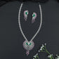 Ornamental Paisley Rhodium Long Haara Set with Statement Pendant