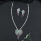 Ornamental Paisley Rhodium Long Haara Set with Statement Pendant