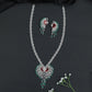 Ornamental Paisley Rhodium Long Haara Set with Statement Pendant