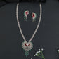 Ornamental Paisley Rhodium Long Haara Set with Statement Pendant
