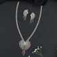 Ornamental Paisley Rhodium Long Haara Set with Statement Pendant