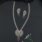 Ornamental Paisley Rhodium Long Haara Set with Statement Pendant