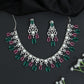 Pearl Accent Rhodium Necklace Set with Layered Drop Design