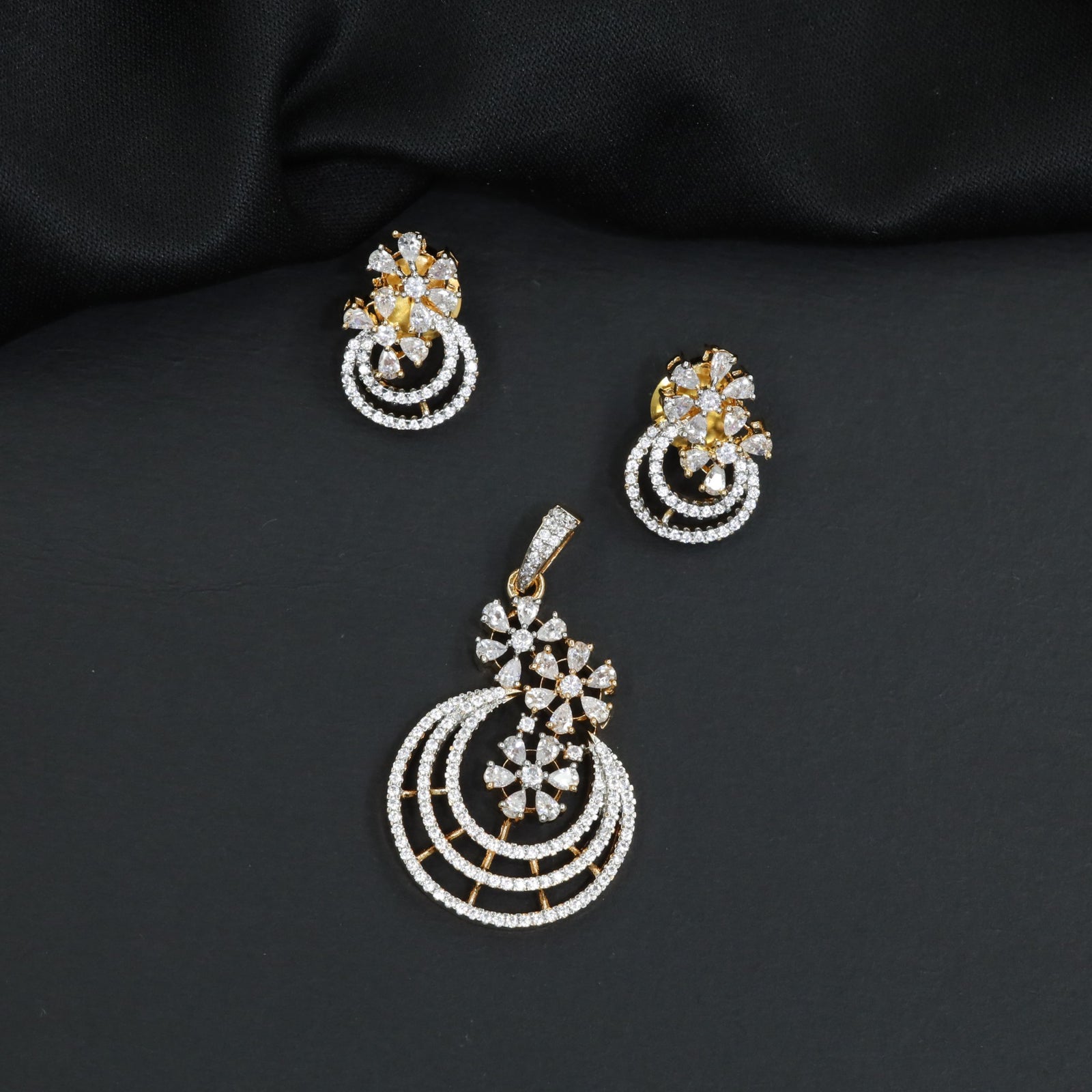 Designer Pendant Set with Cascading Floral Arrangement