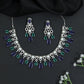 Pearl Accent Rhodium Necklace Set with Layered Drop Design
