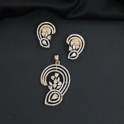 Designer Pendant Set with Layered Paisley Silhouette