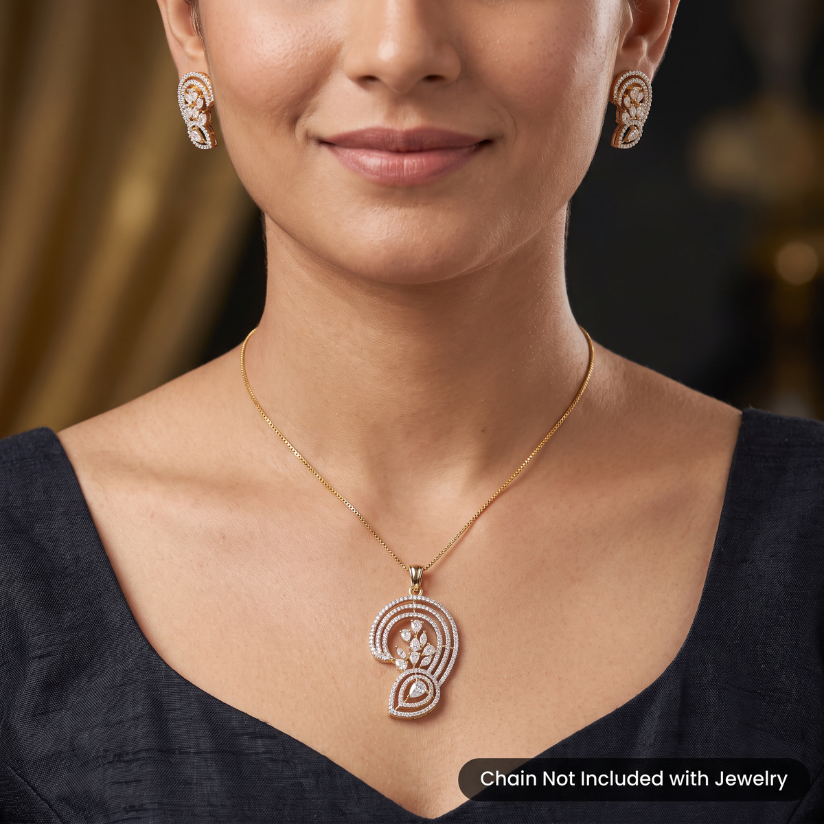 Designer Pendant Set with Layered Paisley Silhouette