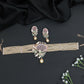Festive Rose Gold Crystal Choker Set with Pearl Fringe Detail