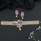 Festive Rose Gold Crystal Choker Set with Pearl Fringe Detail