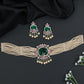 Grand Pearl Rose Gold Crystal Choker Set with Decorative Fringe Detailing