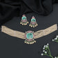 Grand Pearl Rose Gold Crystal Choker Set with Decorative Fringe Detailing