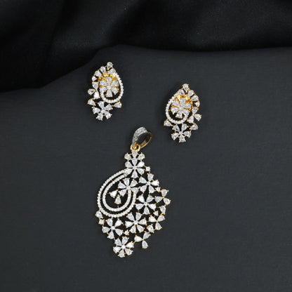 Floral Cascade Pendant Set with Decorative Curved Design