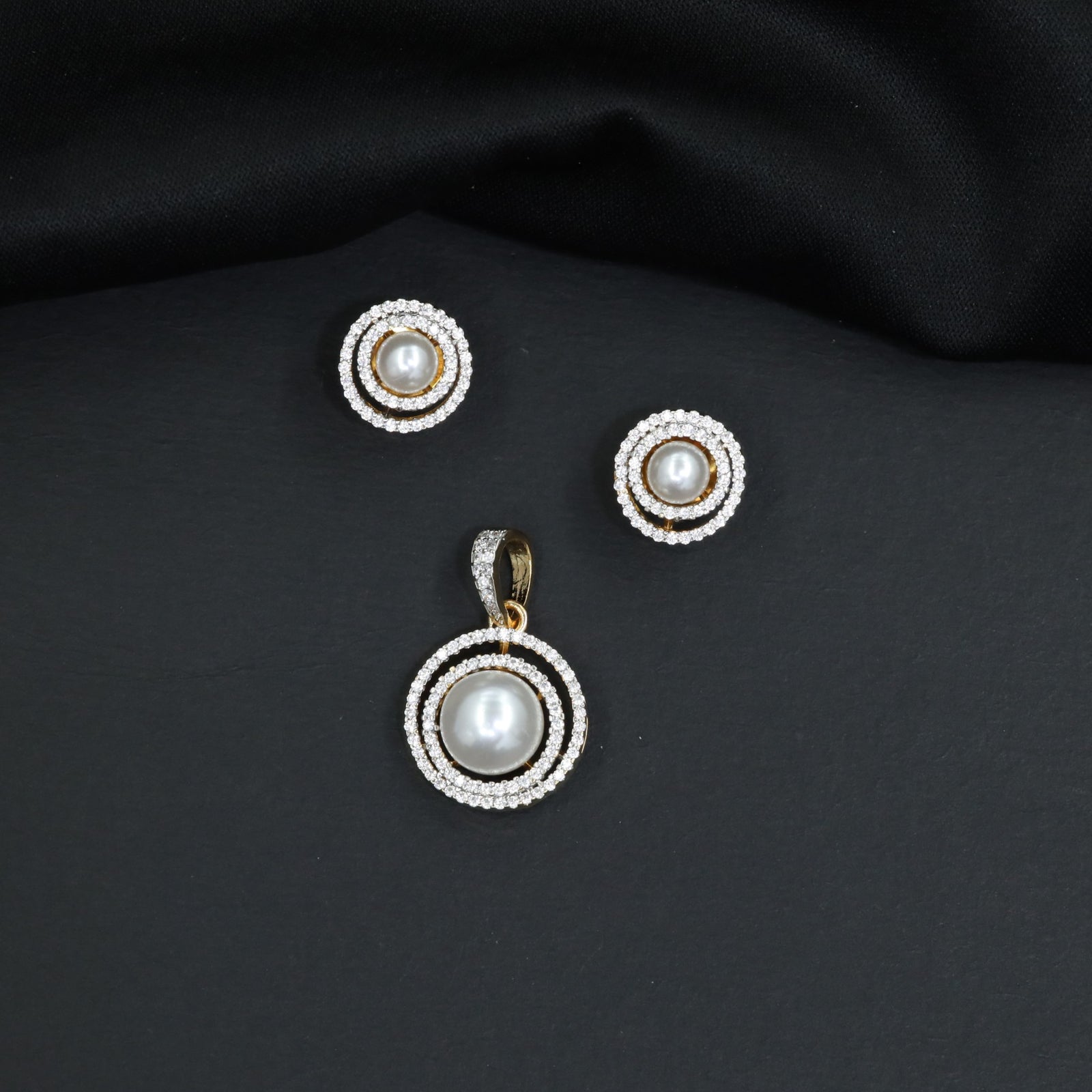 Concentric Circle Pendant Set with Matching Stud Earrings