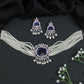 Multi Strand Pearl Rose Gold Crystal Choker Set with Ornamental Medallion