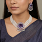 Multi Strand Pearl Rose Gold Crystal Choker Set with Ornamental Medallion