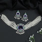 Multi Strand Pearl Rose Gold Crystal Choker Set with Ornamental Medallion