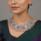 Statement Crystal Rose Gold Choker Set with Floral Vine Detailing