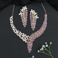 Rose Gold Necklace Set with Bloom Cluster and Cascading Design