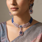 Crystal Rose Gold Beads Necklace with Decorative Floral Elements
