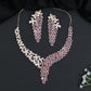 Floral Drop Crystal Rose Gold Necklace Set