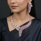 Floral Drop Crystal Rose Gold Necklace Set