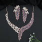 Floral Drop Crystal Rose Gold Necklace Set