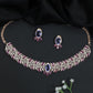 Decorative Crystal Rose Gold Necklace with Matching Earrings