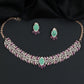 Decorative Crystal Rose Gold Necklace with Matching Earrings