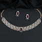 Decorative Crystal Rose Gold Necklace with Matching Earrings