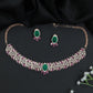 Decorative Crystal Rose Gold Necklace with Matching Earrings