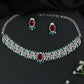 Decorative Crystal Rose Gold Necklace with Matching Earrings