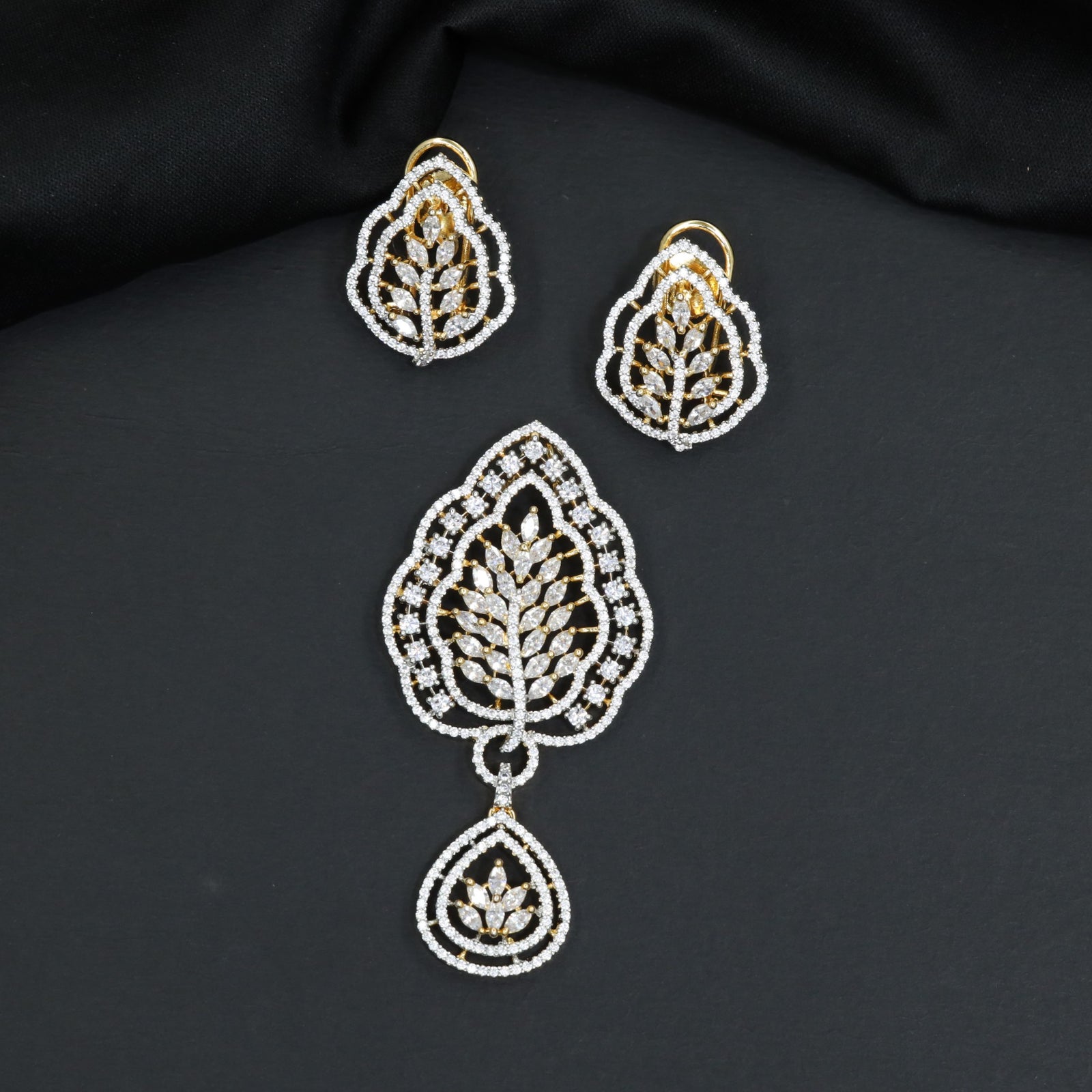 Botanical Frame Pendant Set with Matching Earrings