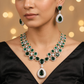 Contemporary pear frame GJ necklace set with statement pendant drop