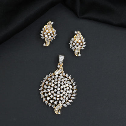 Statement Pendant Set with Petal Halo Pattern