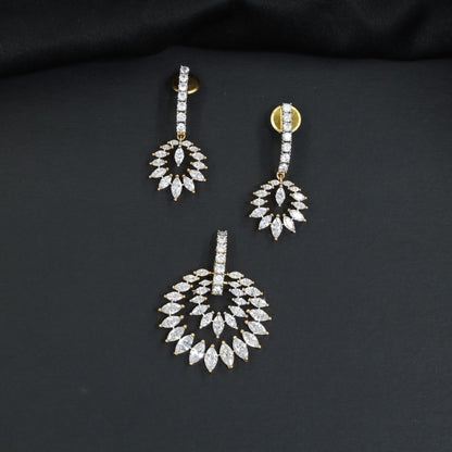Floral Wreath Pendant Set with Marquise Detailing