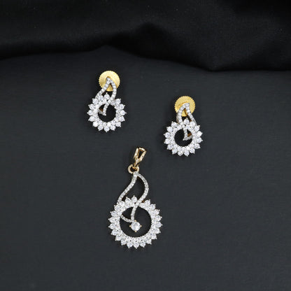 Designer Pendant Set Featuring Circular Halo Styling