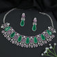 Crystal Rhodium Choker with Floral and Geometric Design