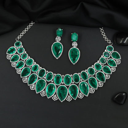 Statement jewellery rhodium Choker with symmetrical pear detailing