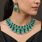 Statement jewellery rhodium Choker with symmetrical pear detailing