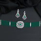 Rhodium Beads Choker with Floral Medallion Centerpiece